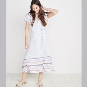 Maddie Wrap Dress in Bel Air Blue Multi Stripe